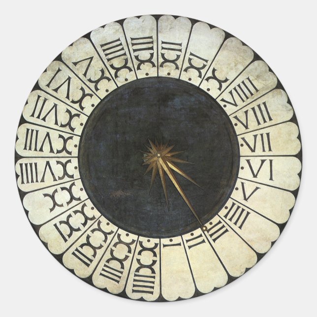 Pegatina Redonda Reloj en el Duomo por Paolo Uccello (Anverso)