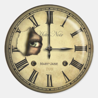 Pegatina Redonda Reloj espeluznante personalizado
