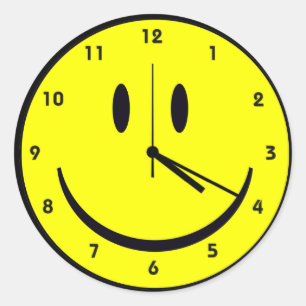 Pegatina Redonda Reloj facial feliz de Hippy