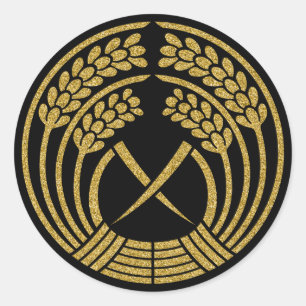 Pegatina Redonda [Relojes familiares] Abrazando el oído de arroz