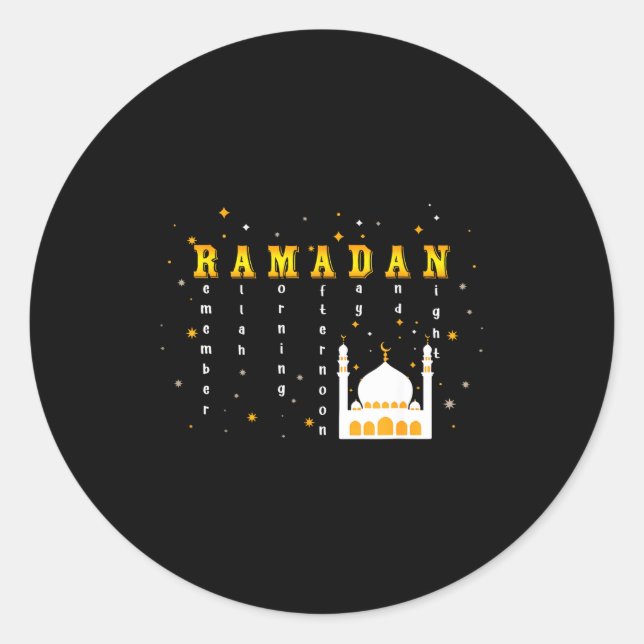 Pegatina Redonda Remember Allah Ramadan Mubarak Kareem  (Anverso)
