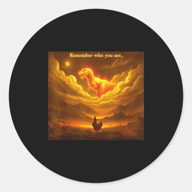 Pegatina Redonda Remember Who You Are Funny Evolution Meme Chicken  (Anverso)