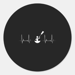 Pegatina Redonda Remero Ekg Latido Del Corazón Embarcación Amante D