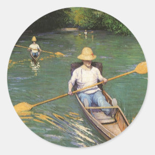 Pegatina Redonda Remeros de Gustave Caillebotte