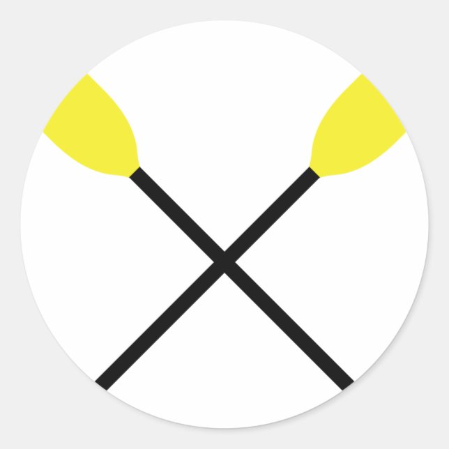 Pegatina Redonda remo kayak cruzado (Anverso)