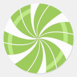 Pegatina Redonda Remolino de caramelos verdes y blancos, caramelos