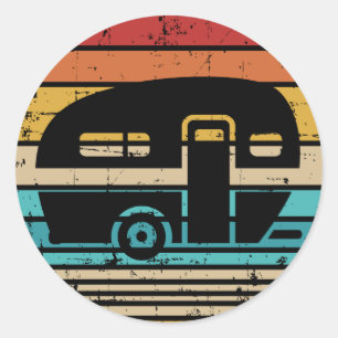 Pegatina Redonda Remolque de caravana vintage