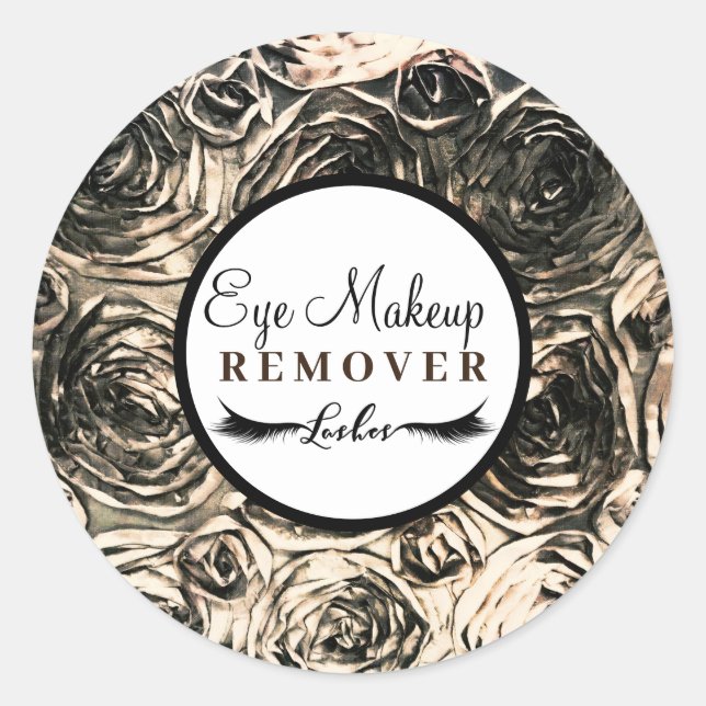 Pegatina Redonda Removedor de Maquillaje Rosas Glamour Oro (Anverso)