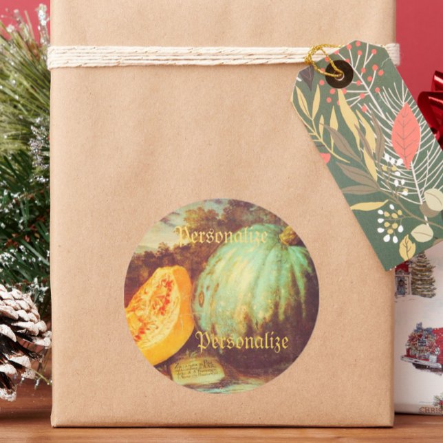 Pegatina Redonda Renacimiento de la caída de la calabaza azul vinta (Subido por el creador)