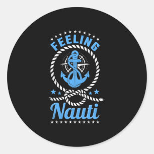 Pegatina Redonda Rendimiento de navegación nauti de hombres sintien