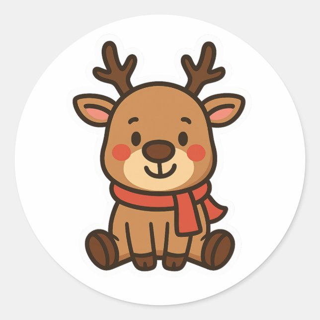 Pegatina Redonda Renindeer (Anverso)