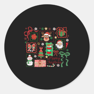 Pegatina Redonda Renito Navideño Santa Claus Muñeco de Nieve Coquet