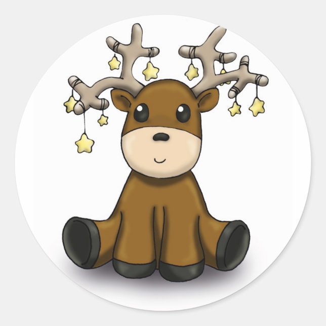 Pegatina Redonda Reno con estrellas amarillas (Anverso)