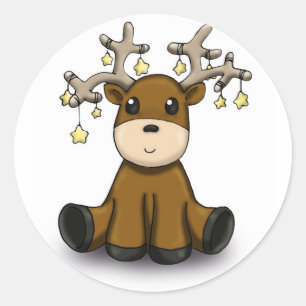 Pegatina Redonda Reno con las estrellas amarillas