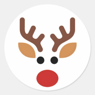 Pegatina Redonda Reno Minimalista Rudolph