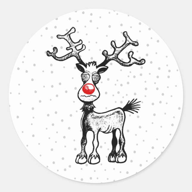 Pegatina Redonda Reno Rudolph (Anverso)
