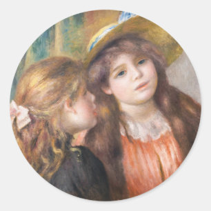 Pegatina Redonda Renoir - Retrato de dos niñas