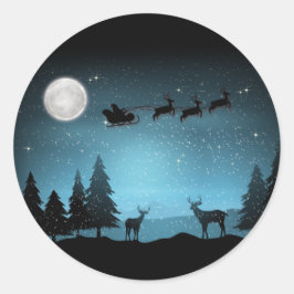 Pegatina Redonda Renos Adorables De Noche
