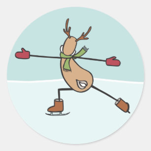 Pegatina Redonda Renos bailando a la ligera - Navidades