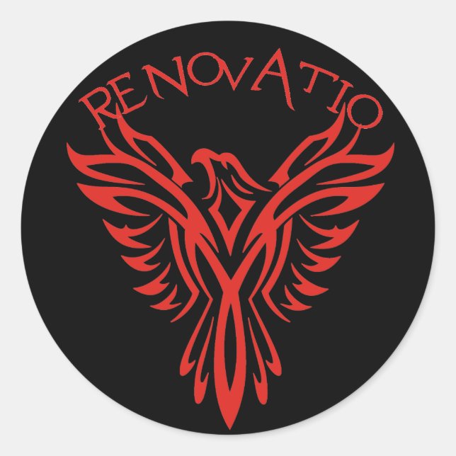 Pegatina Redonda Renovación: Phoenix (Anverso)
