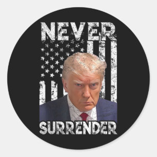 Pegatina Redonda Renuncia a Trump Mug Shot 2024 Bandera estadounide