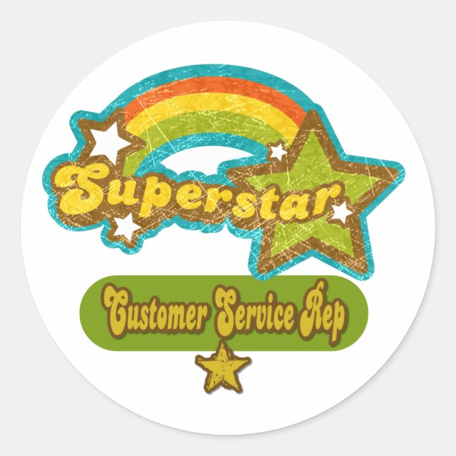 Pegatina Redonda Rep. de servicio al cliente de Superstar (Anverso)