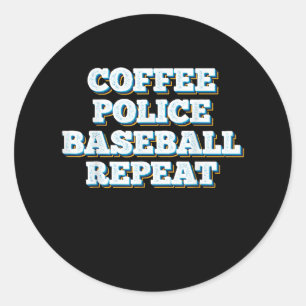 Pegatina Redonda Repetición de Béisbol de la Policía de Café