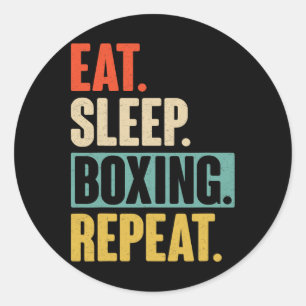 Pegatina Redonda Repetición De Boxeo De Sueño Comido - Gracioso Box