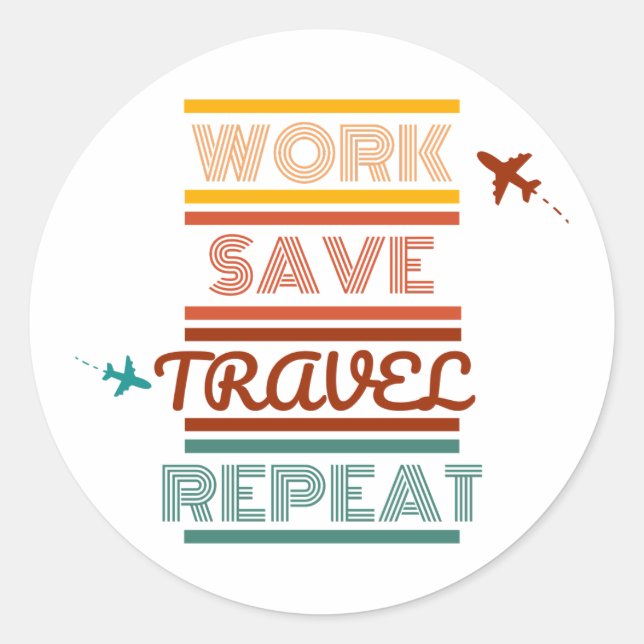 Pegatina Redonda Repetición de viaje para ahorrar trabajo - Aventur (Anverso)