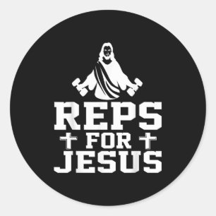 Pegatina Redonda Repeticiones para Jesús divertido cristiano gimnas