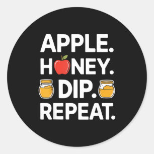 Pegatina Redonda Repetir Honey Dip Divertido Rosh Hashanah Año Nuev
