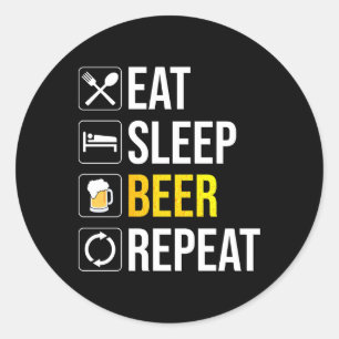 Pegatina Redonda Repetir la cerveza de sueño