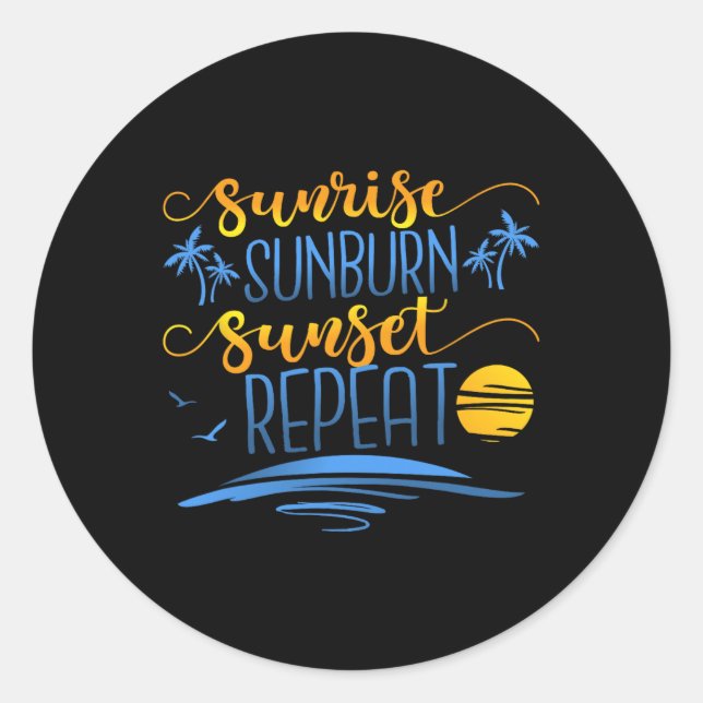 Pegatina Redonda Repetir Sunrise Sunburn Sunset (Anverso)