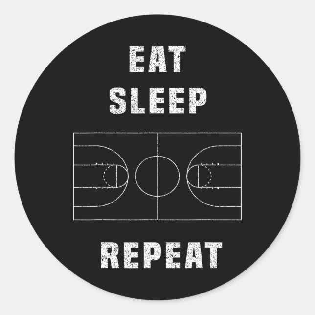 Pegatina Redonda repitiendo el básquetbol de dormir (Anverso)