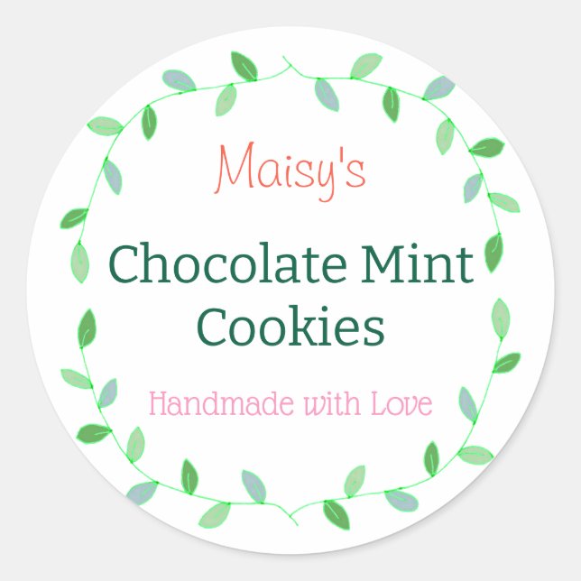 Pegatina Redonda Repostería casera fácil de personalizar Dulces enc (Anverso)