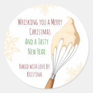 Pegatina Redonda Repostería de Navidad Personalizada con un Molinil