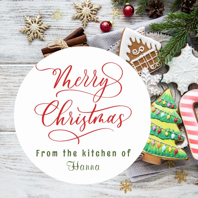 Pegatina Redonda Repostería Navideña Personalizada Feliz Navidad (Subido por el creador)