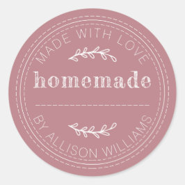 Pegatina Redonda Repostería Rústica Casera en Lata de Mermelada Ros