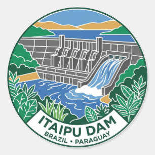 Pegatina Redonda Represa de Itaipu Brasil / Paraguay