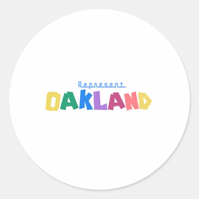 Pegatina Redonda Representar a Oakland (Anverso)