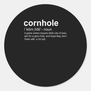 Pegatina Redonda Reproductor de Cornhole de definición de diccionar