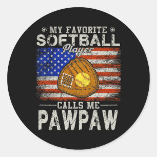 Pegatina Redonda Reproductor de Softball favorito me llama Softball