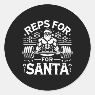 Pegatina Redonda Reps Para Santa – Fitness Divertido De Navidad Cul