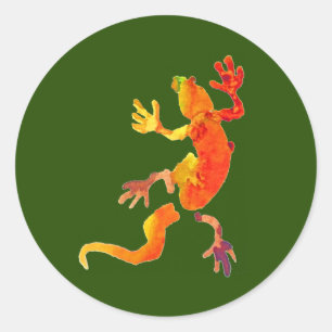 Pegatina Redonda Reptil de lagarto de gecko salvaje