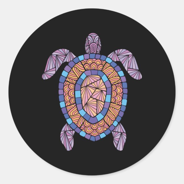 Pegatina Redonda Reptile de Novedad de tortuga (Anverso)