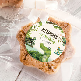 Pegatina Redonda Reptile de pantano Primer Fiesta de cumpleaños