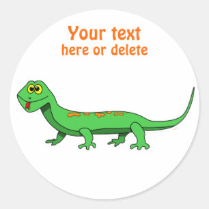 Pegatina Redonda Reptile de Personalizado verde lindo Lizard para n