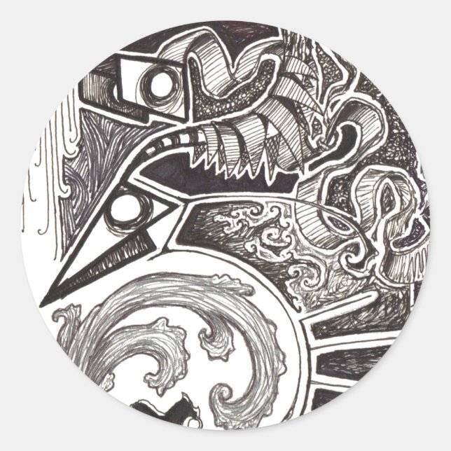 Pegatina Redonda Reptiles abstractos (Anverso)