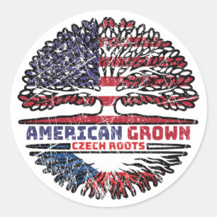 Pegatina Redonda República Checa Estados Unidos Estados Unidos