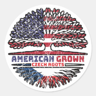 Pegatina Redonda República Checa Estados Unidos Estados Unidos